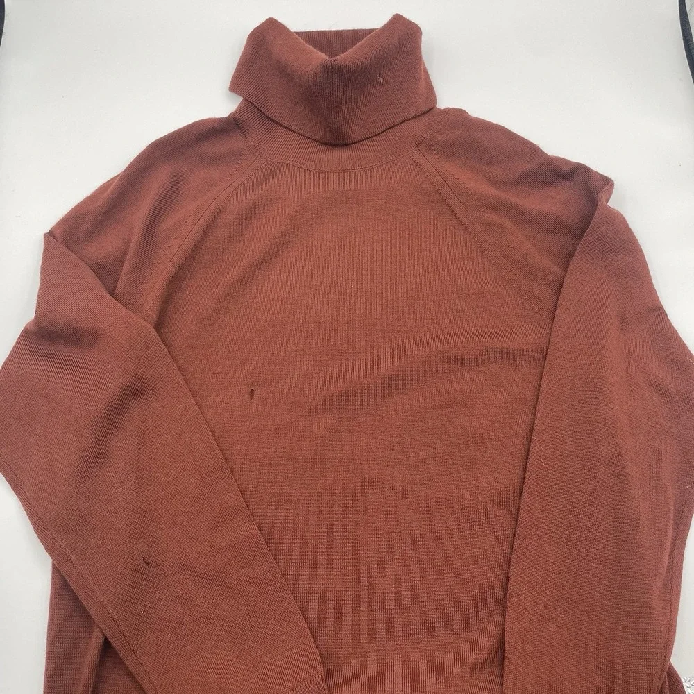 Banana Republic Womens Petite XS Rust Brown 100% Merino Wool Turtleneck Sweater - Picture 1 of 10
